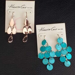 Kenneth Cole New York Earrings Rose Gold Teardrop & Turquoise Shell Dangle NWT